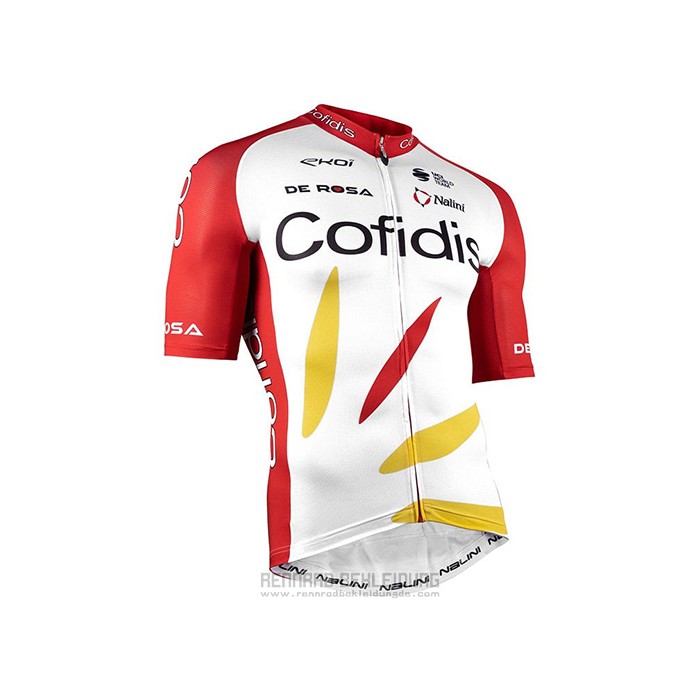 2021 Fahrradbekleidung Cofidis Rot Wei Trikot Kurzarm und Tragerhose - zum Schließen ins Bild klicken
